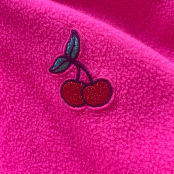 OshKosh B'gosh | Navy & Pink Cherry Fleece Reversible Hooded Jacket - Girls - Picture 10 of 10